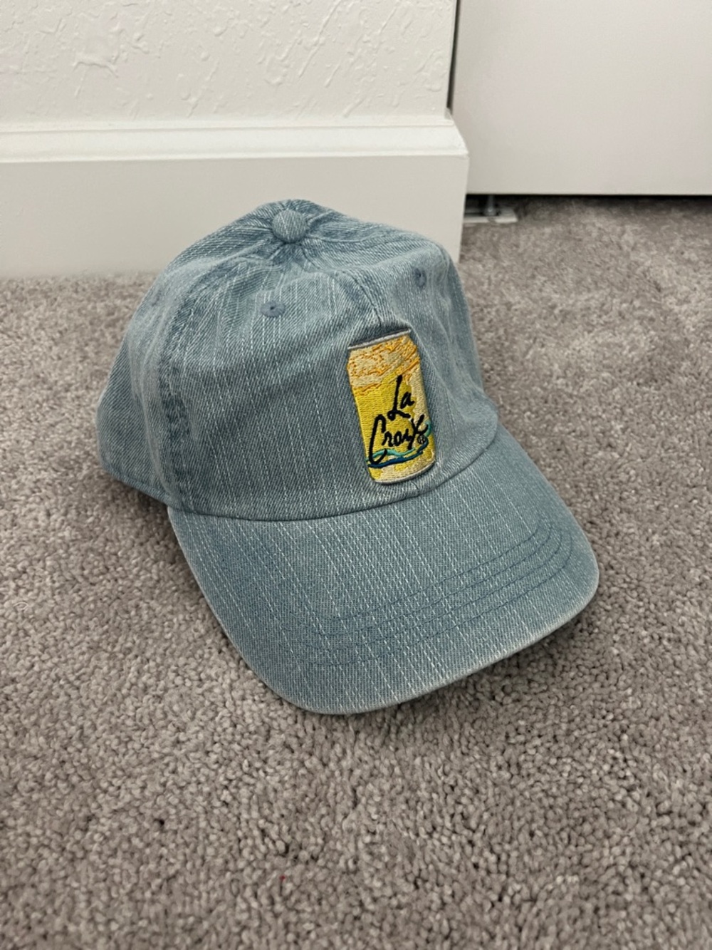 LaCroix Denim Baseball Cap with Lemon Can Patch - Light Blue